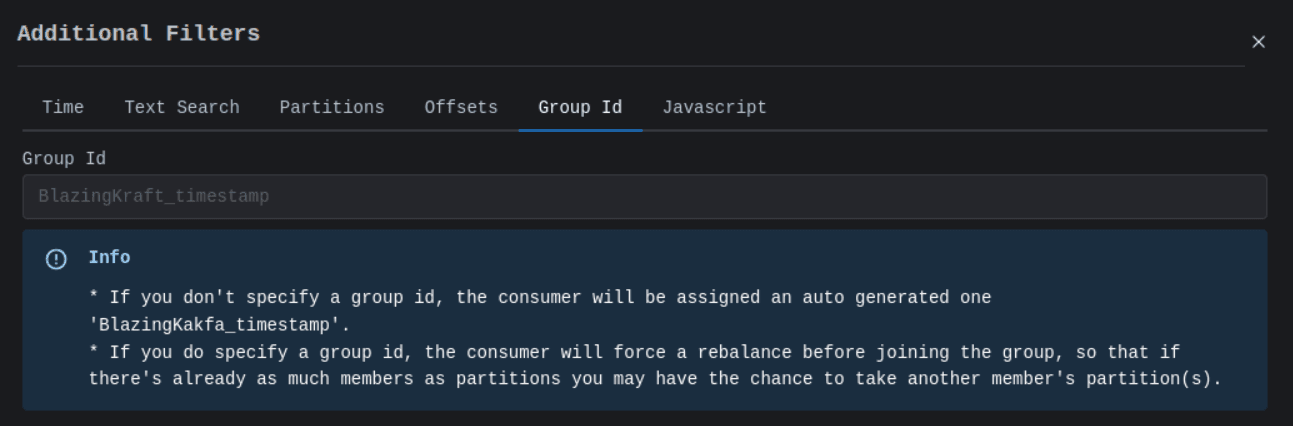 Cluster Consumer Group ID Filter Image
