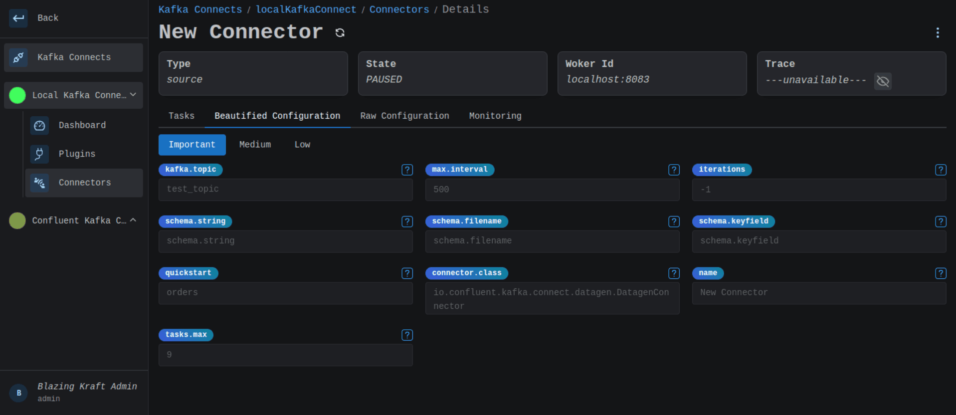 Kafka Connect Connector Details Beautified Configuration Image